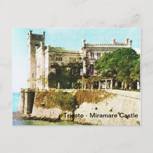 Vintag Italien, Triest, Schloss Miramare Postkarte (Vorderseite)