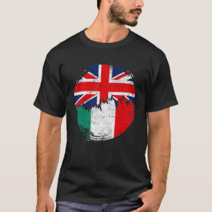Vintag Italienisch mit Britischer Flagge Roots Ita T-Shirt