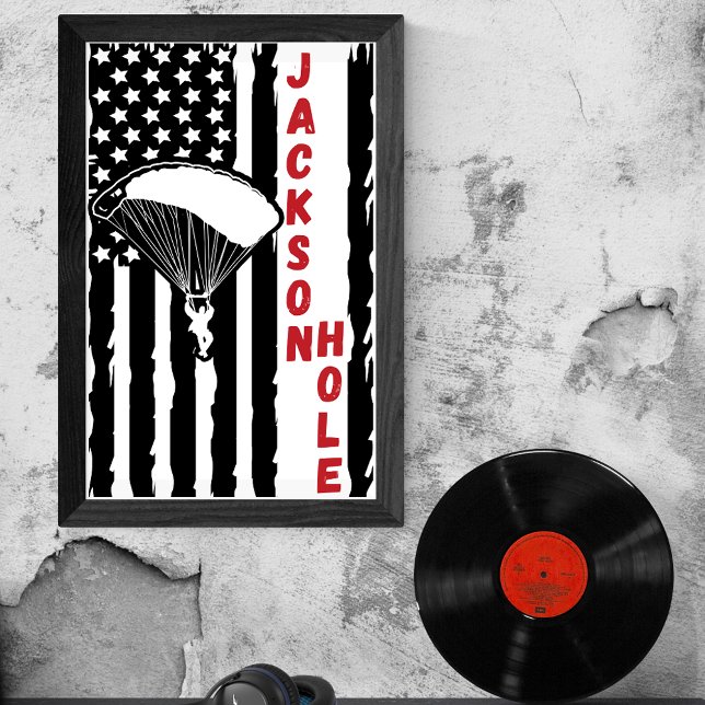 Vintag Jackson Hole Paragliding Skydiving Poster (Von Creator hochgeladen)