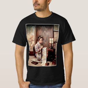 Vintag Japanisch Geisha - Briefschriftsteller T-Shirt