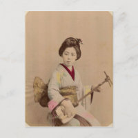 Vintag Japanisch Geisha Playing Shamisen