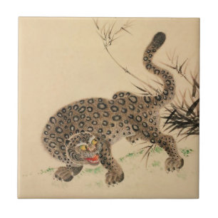 Vintag Japanisch Gepunktet Leopard Scroll Fliese