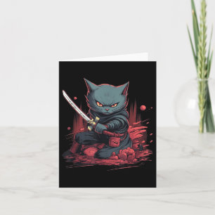 Vintag Japanisch Samurai Ninja Cat Tattoo Kawaii Karte