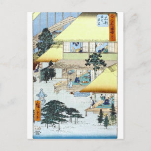 Vintag Japanisch Winter Woodblock Art Ukiyo-e Postkarte