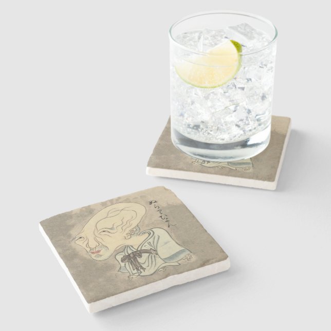 Vintag Japanisch Yokai Nurarihyon Steinuntersetzer (Seitenansicht)