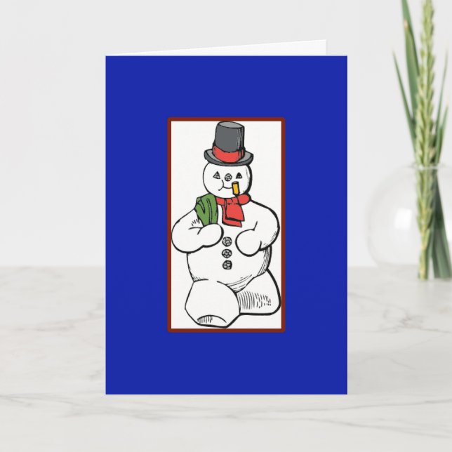 Vintag Jaunty Snowman - Eine Weihnachtskarte Feiertagskarte (Vorderseite)