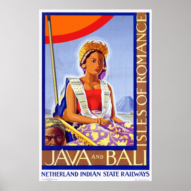 Vintag Java Bali Indonesia Travel Poster (Vorne)