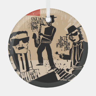 Vintag Jazz Band Poster: Cooles Design Ornament Aus Glas