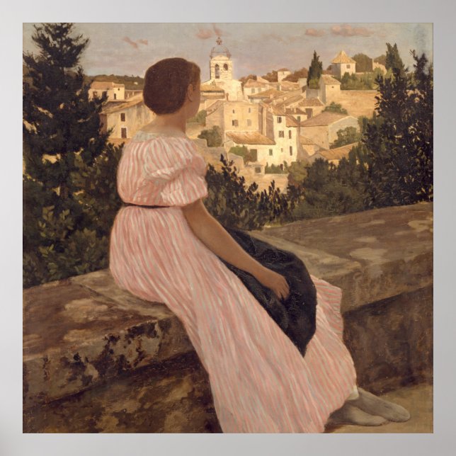 Vintag Jean Frederic Bazille Das rosa Kleid Poster (Vorne)
