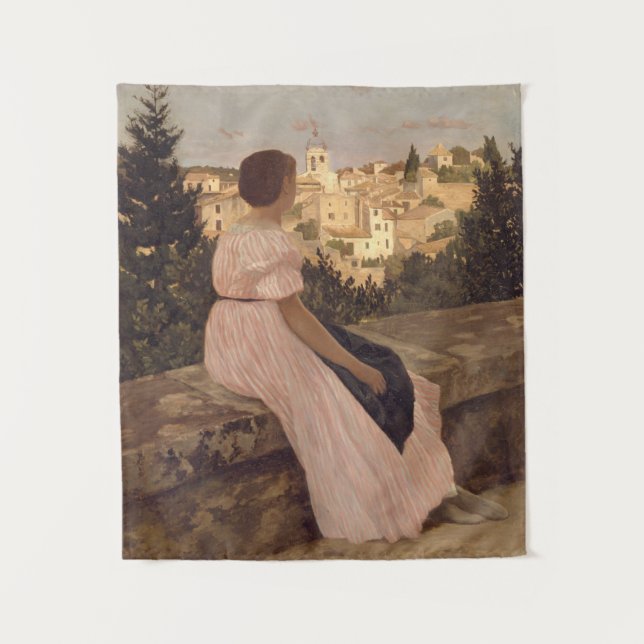 Vintag Jean Frederic Bazille Das rosa Kleid Wandteppich (Vorderseite)