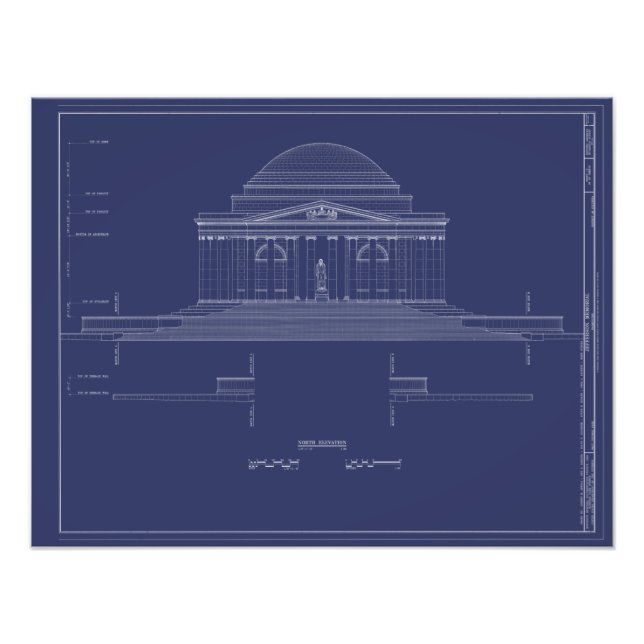 Vintag Jefferson Monument Blueprints Poster (Vorne)