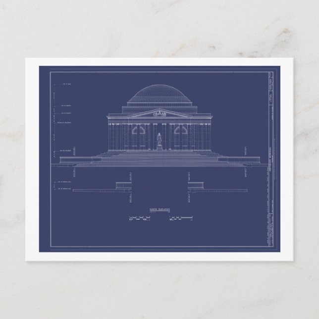 Vintag Jefferson Monument Blueprints Postkarte (Vorderseite)