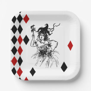 Vintag Jester Lady Pappteller