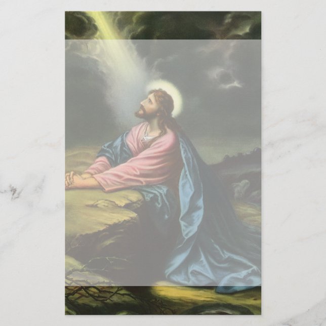 Vintag Jesus Christus beten, Garten von Gethsemane Briefpapier (Vorderseite)