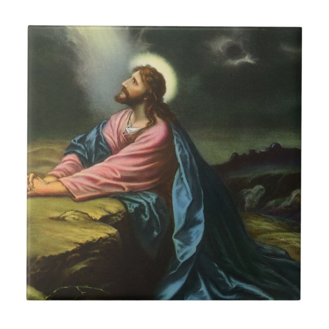 Vintag Jesus Christus beten, Garten von Gethsemane Fliese (Vorderseite)