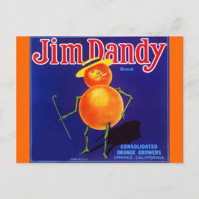 Vintag Jim Dandy Anthropomorphe Orange Postkarten (Vorderseite)