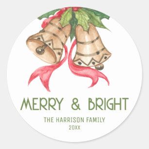 Vintag Jingle Bell Winter Weihnachten Runder Aufkleber