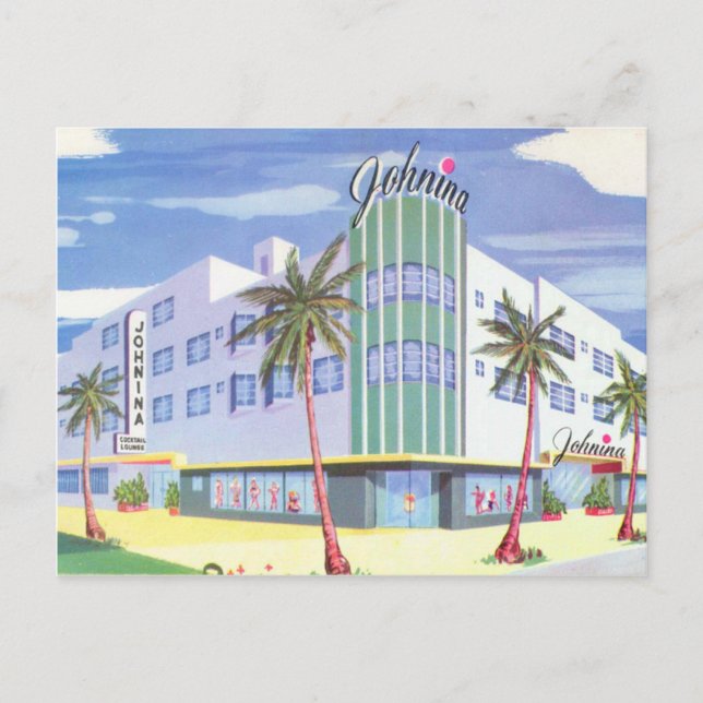 Vintag Johnina Hotel, Miami Beach, Florida Postkarte (Vorderseite)