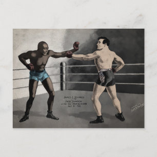 Vintag Johnson VS Jeffries Boxing Postkarte