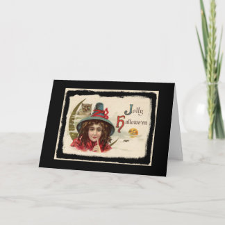 Vintag Jolly Halloween Hexe Karte