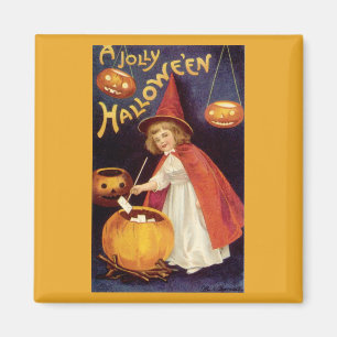 Vintag Jolly Halloween Hexe von Ellen Clapsaddle Magnet