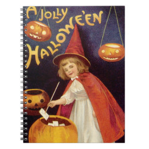 Vintag Jolly Halloween Hexe von Ellen Clapsaddle Notizblock