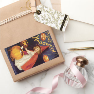 Vintag Jolly Halloween Hexe von Ellen Clapsaddle Rechteckiger Aufkleber