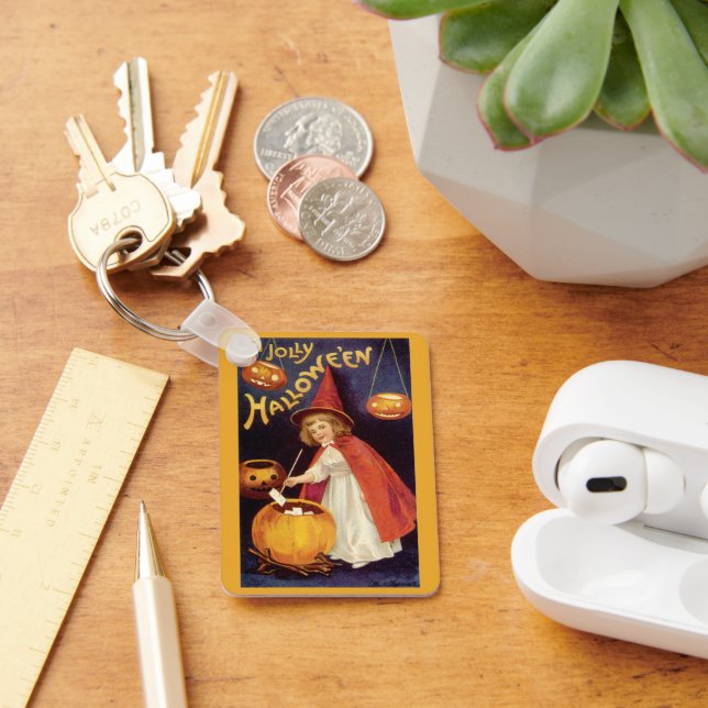 Vintag Jolly Halloween Hexe von Ellen Clapsaddle Schlüsselanhänger (Schreibtisch)