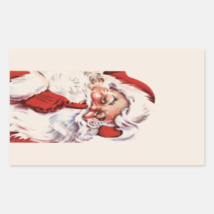 Vintag Jolly Old Santa Shhh Beige Rechteckiger Aufkleber