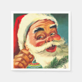 Vintag Jolly Santa Claus Face Serviette