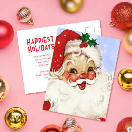Vintag Jolly Santa Watercolor Weihnachtsfeiertag Postkarte