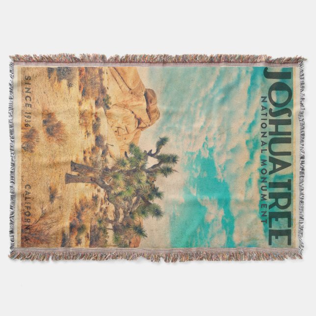 Vintag Joshua Tree Throw Blanket Decke (Vorderseite)