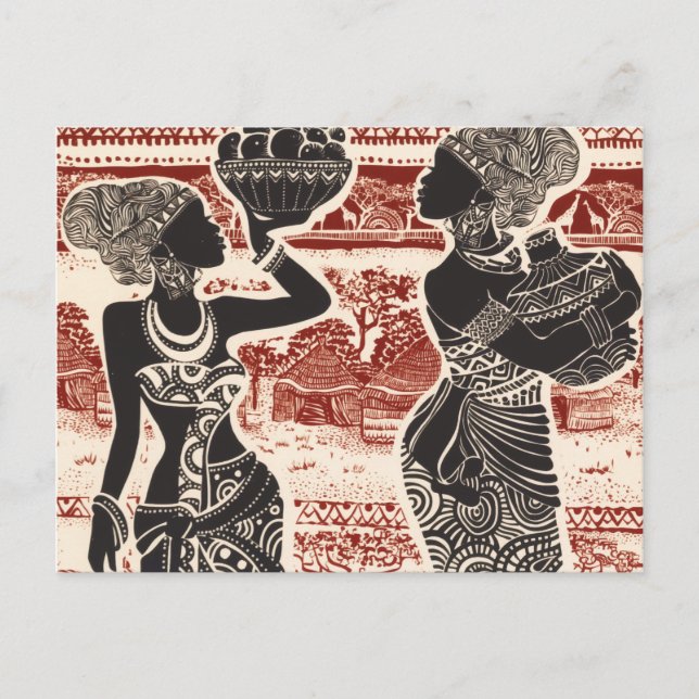 Vintag Joy Tribal African Women Village Postkarte (Vorderseite)