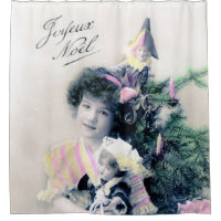 Vintag Joyeux Noël mit Girl and Doll