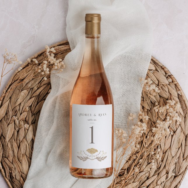 Vintag Jugendstil Wein Flasche Tischnummer Weinetikett (Vintage Art Nouveau Wine Bottle Table Number)