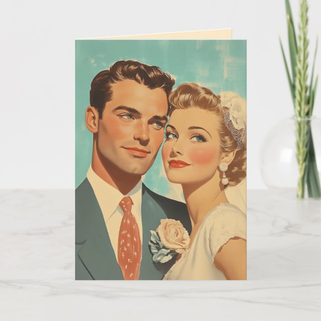 Vintag Just Married Bliss Dankeskarte (Vorderseite)