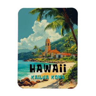 Vintag Kailua Kona Hawaii Beach Magnet
