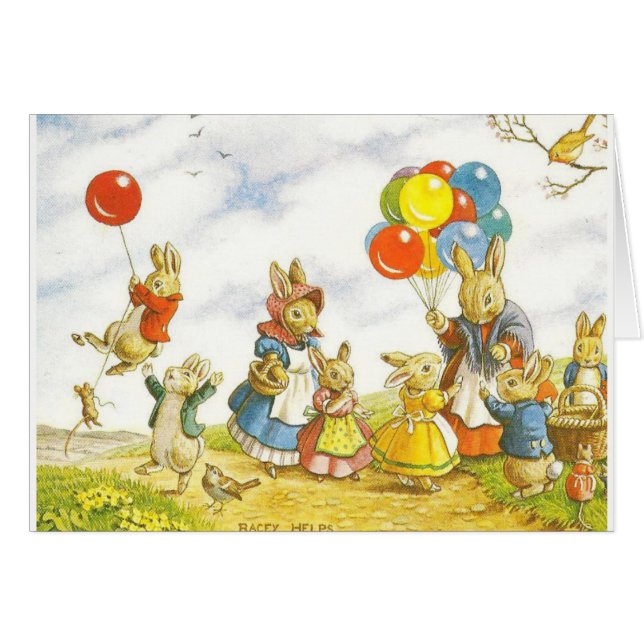 Vintag, Kaninchen, Ballon-Verkäufer (Vorderseite (Horizontal))