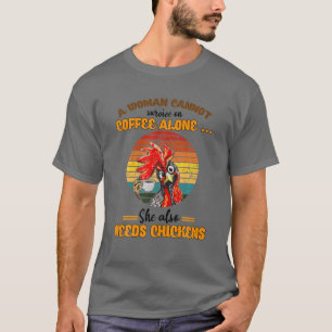 Vintag kann eine Frau nicht allein auf Kaffee über T-Shirt