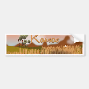Vintag Kansas Wheat field Travel Poster Autoaufkleber