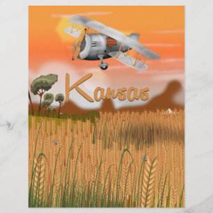 "Vintag Kansas Wheat field Travel Poster" "kansas