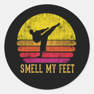 Vintag Karate Fighter SMELL MEINE FEET Taekwondo Runder Aufkleber