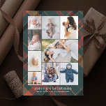 Vintag Kariert Retro Frohe Weihnachtscollage Foto Feiertagskarte<br><div class="desc">9 Foto-Bereiche in verschiedenen Ausrichtungen mit Retro-inspiriert kariertem Hintergrund,  Retro-Stil "fröhliche Weihnachten" Gruß; Fügen Sie eine Nachricht auf den Rücken oder mehr Fotos,  wenn gewünscht.</div>