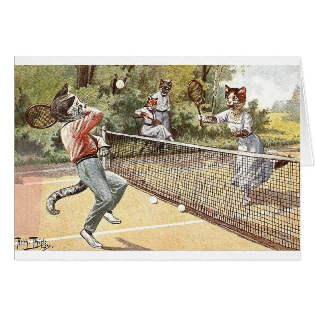 Vintag - Katzen, die Tennis spielen, (Vorderseite (Horizontal))