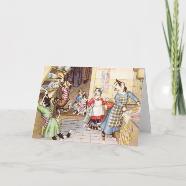 Vintag - Katzen in der Küche, Karte (Vorderseite)