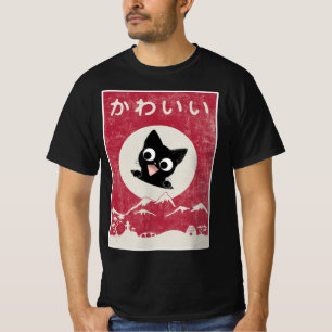Vintag Kawaii Katze Japanisch Schwarze Anime Gesch T-Shirt