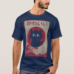 Vintag Kawaii Katze Japanisch Schwarze Anime Gift  T-Shirt