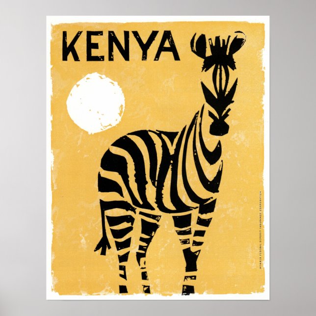 Vintag Kenia Afrika Zebra Poster (Vorne)