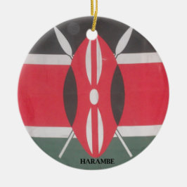 Vintag Kenya Flag Harambe Design Keramikornament