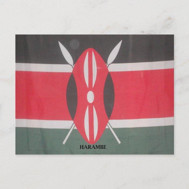 Vintag Kenya Flag Harambe Design Postkarte (Vorderseite)